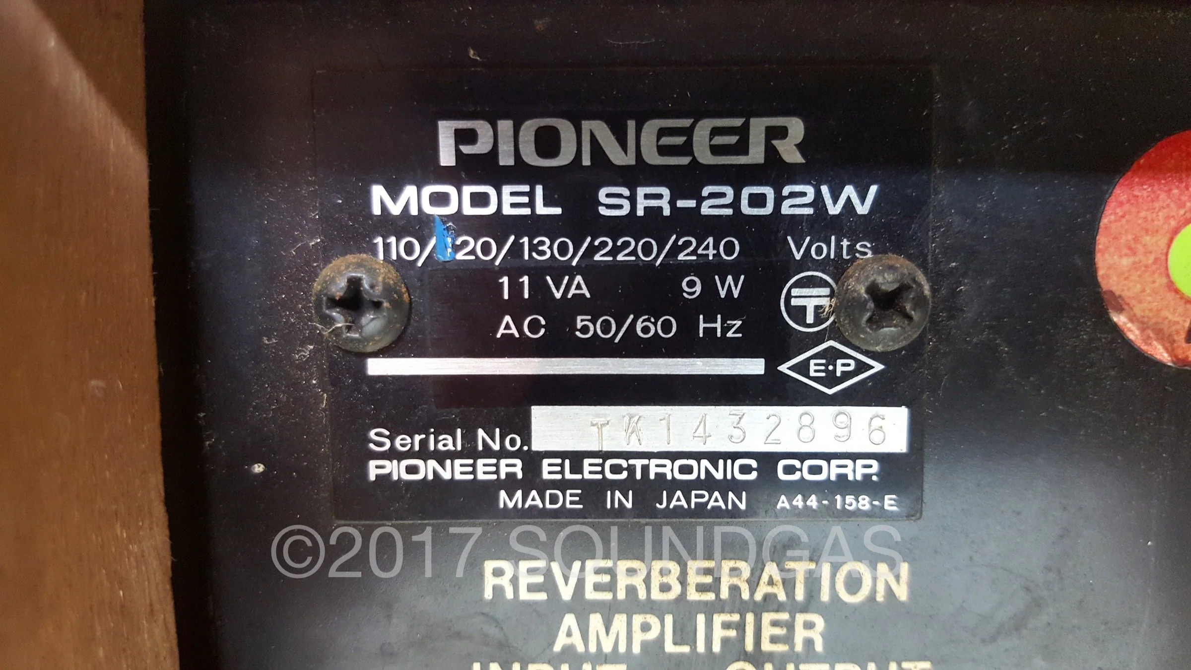 Pioneer SR-202W - 240v 1/4" Jack Modded - Image 6