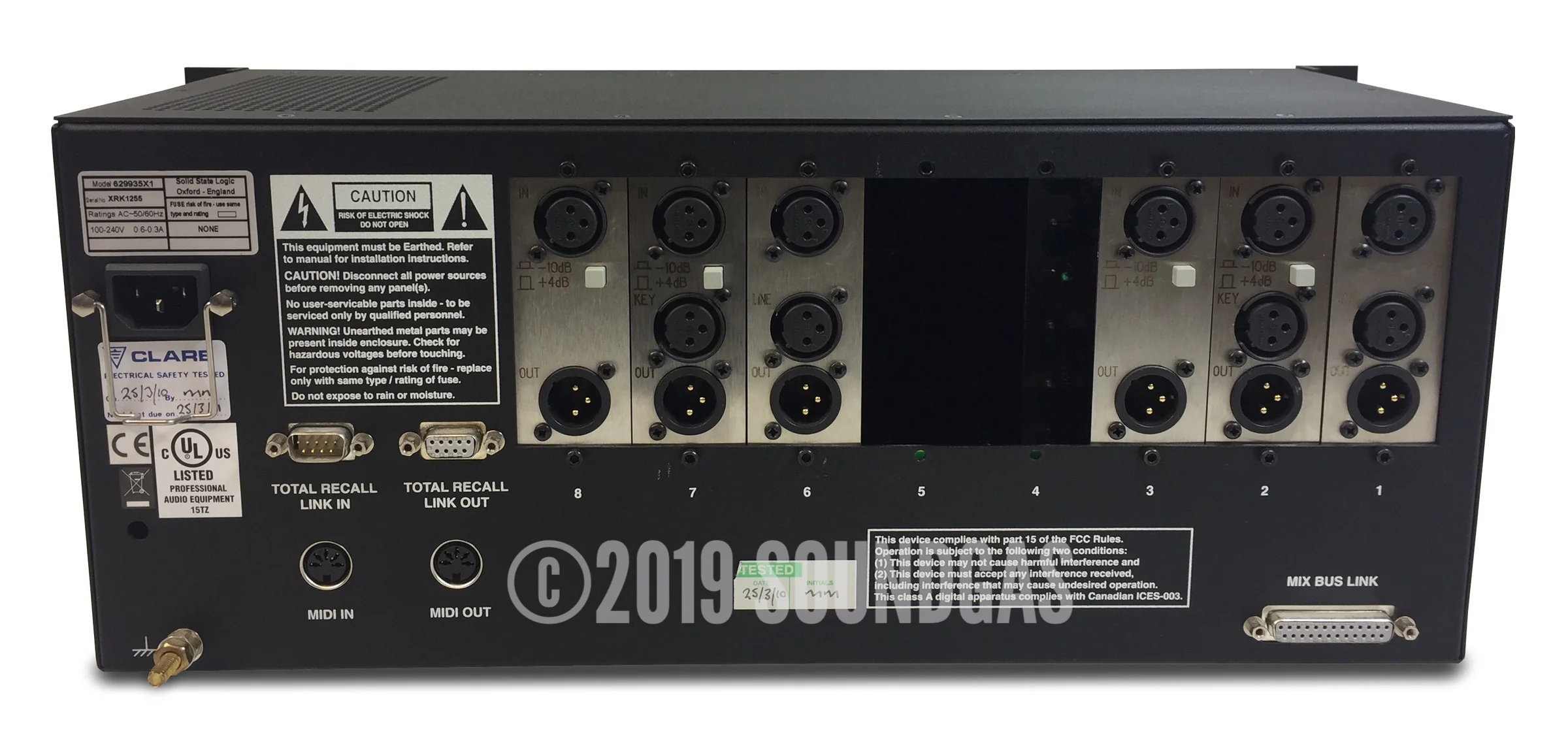 SSL X-Rack: 2x EQ XR425/ 2 x Dynamics XR418/ 2 x Mic Amp XR621/ Compressor XR626 - Image 2